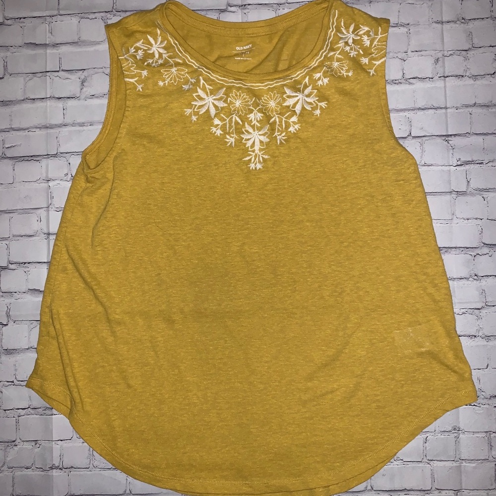 Old Navy Yellow Embroidered Top